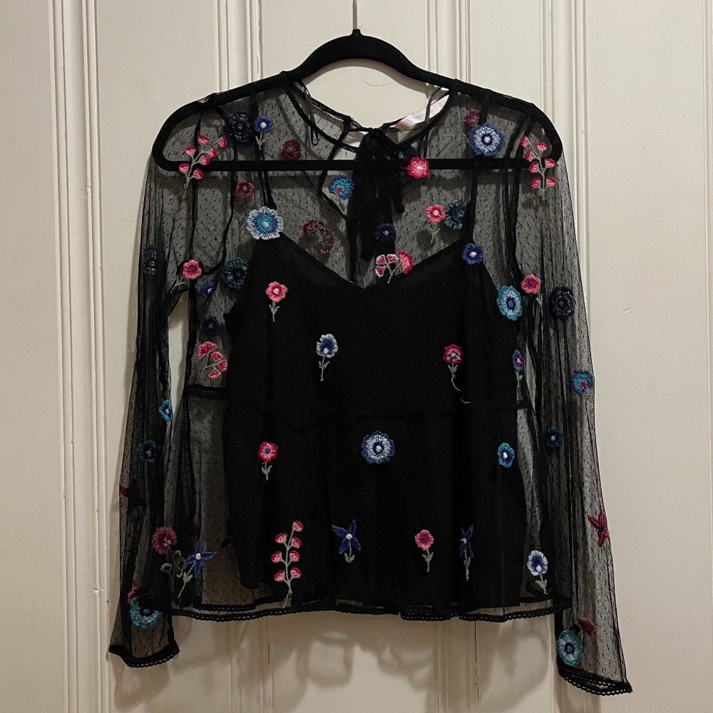 Zara Floral embellished blouse